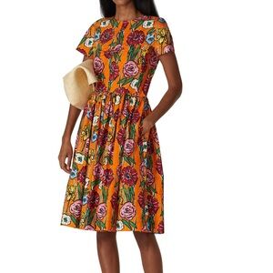 Marni Orange Floral Short Sleeve Dress